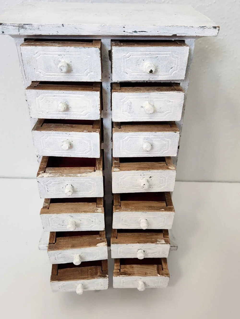 Pottery Barn White Distressed Multi-Drawer Jewelry Wooden Chest